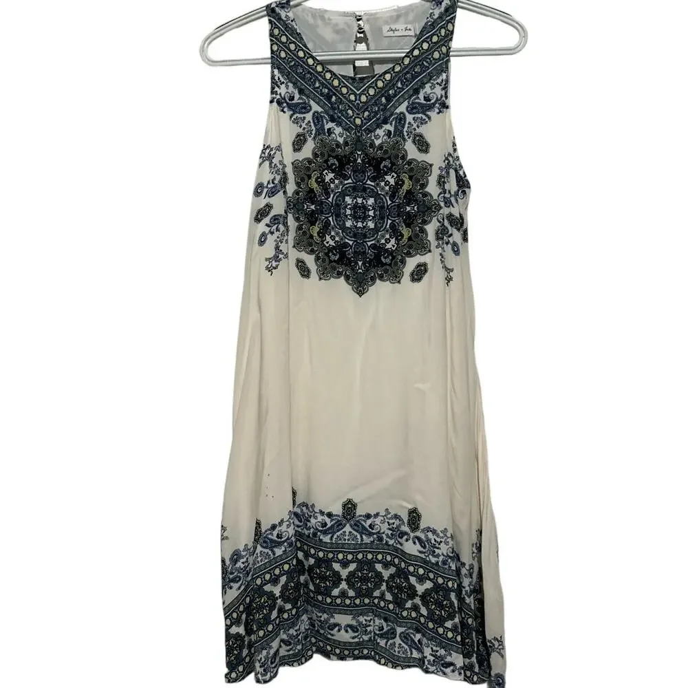 Skylar + Jade Junior's Sleeveless Flowy Summer Dress Blue‎ Yellow White Size XS